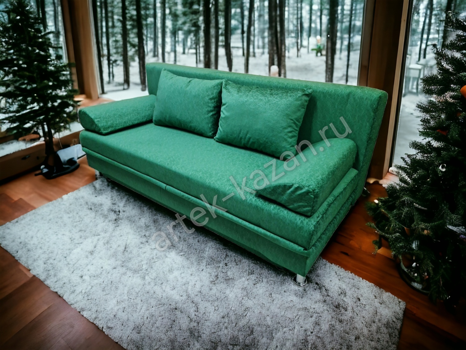 Диван еврокнижка -Эконом- флок зелёного цвета Зеро, цена 11000руб. Купить недорогой диван по низкой цене от производителя можно у нас.